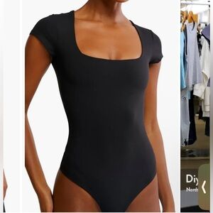 Free People Square Eyes bodysuit in black size x-large